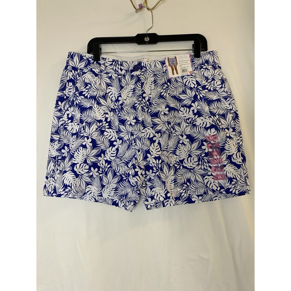Stella Parker Womens Stylish Printed Stretch Fabric Shorts Tropical Bloom Size14
